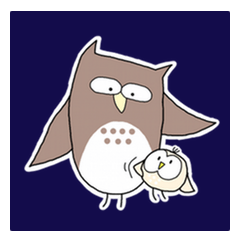 Sticker OWL. (White outline)