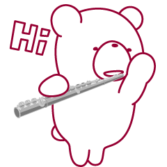 The bear "UGOKUMA" He plays a flute.