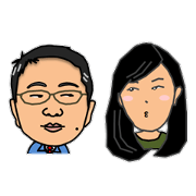 Father and daughter with small eyes
