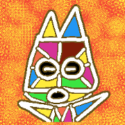 A colorful dog is colorful