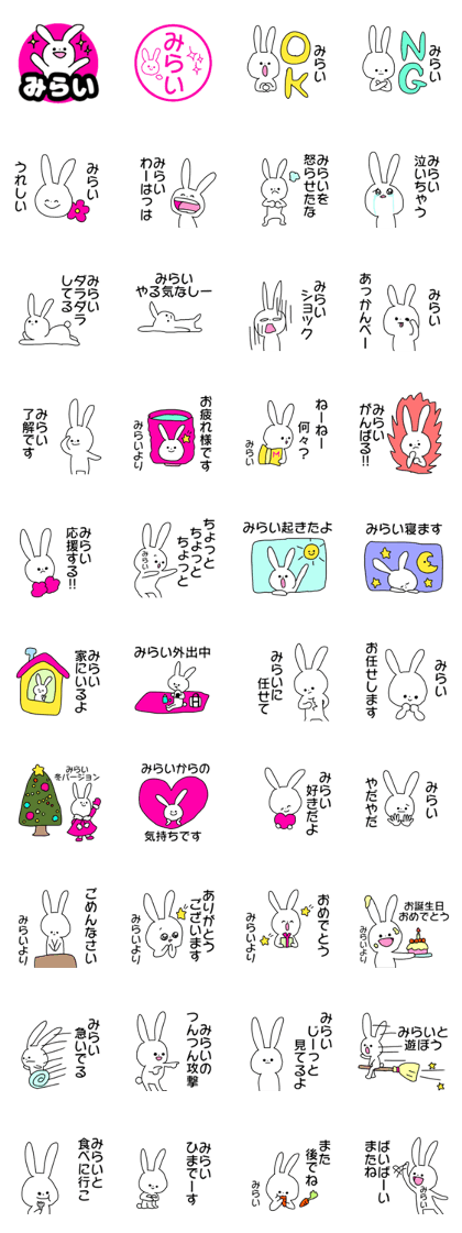 Name sticker Mirai can be used