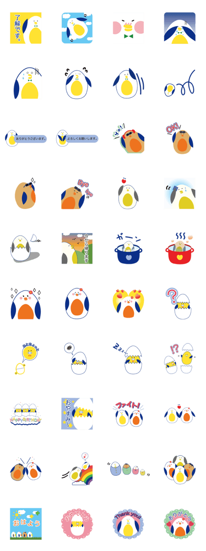 Penguins made of boiled eggs