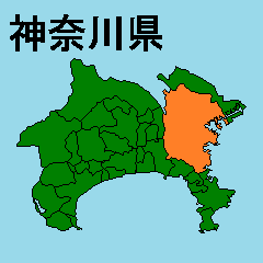 Moving sticker of Kanagawa map