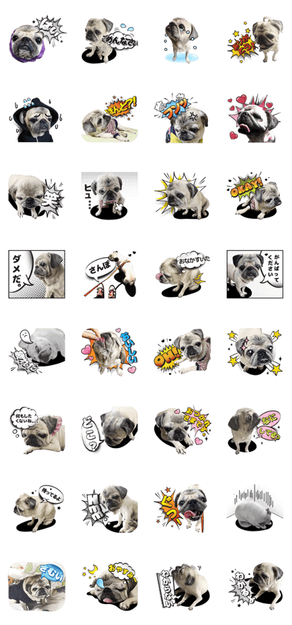Lovely Pug Stickers(JP)