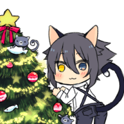 Christmas kemomimi boy and little cat