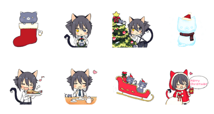 Christmas kemomimi boy and little cat