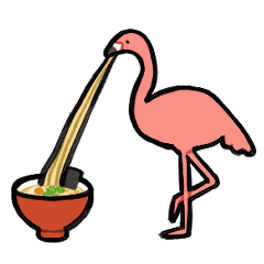 Flamingo eating foods from a high place.