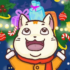 A silly white cat - merry X'mas
