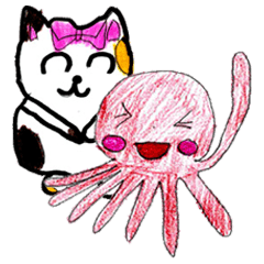 Cat and octopus and its companions