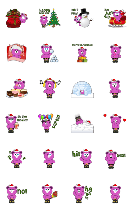 Cute Santa Bear stickers (animated)