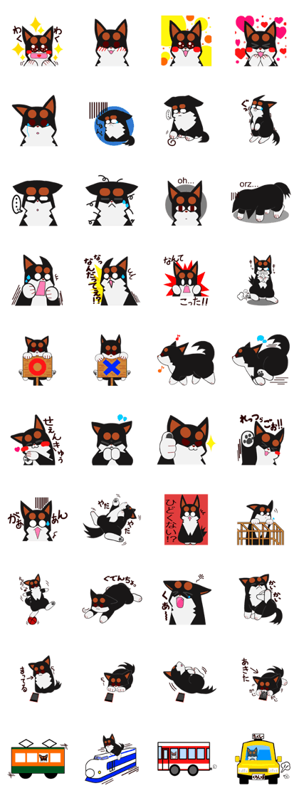 big ear black shiba hundreds of faces