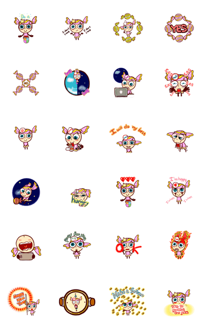 Animated Pink Candy 'Lucy' stickers 3