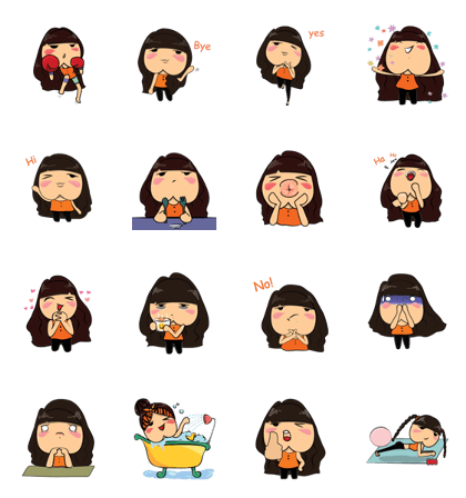 Chubby Asian Girl Sticker Pack