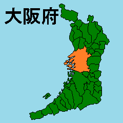 Moving sticker of Osaka map