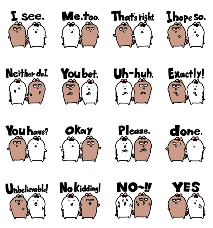 Easy reply stickers English.