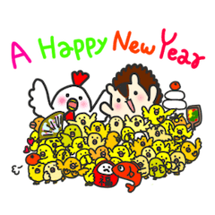 HAPPY NEW YEAR 2017 with bird&squirrel