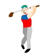 I love golf! A moving golfer