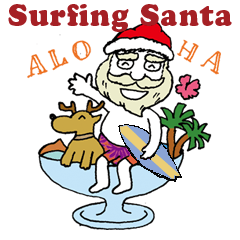 Surfing Santa in christmas