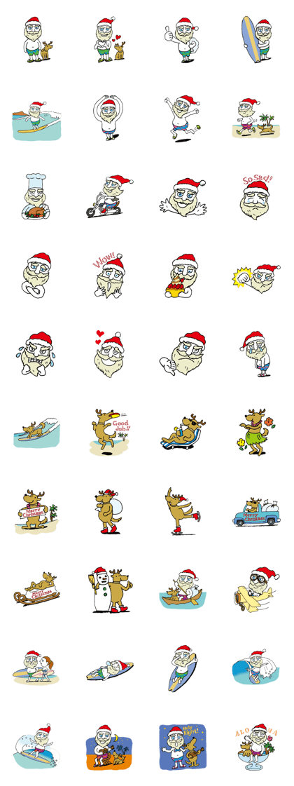Surfing Santa in christmas
