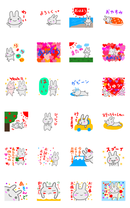 rabbit greeting sticker