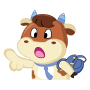 A little Cute Cow at School