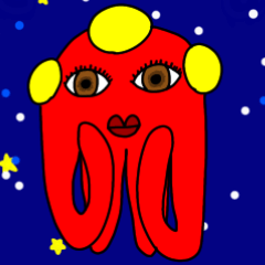 Red aliens  stamp