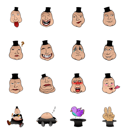 Mr. Black Hat and His Facial Expressions
