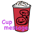Coffee shop cups message stickers.