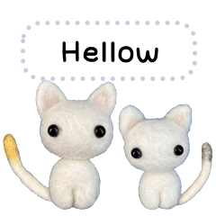 The message stickers of two felt cats