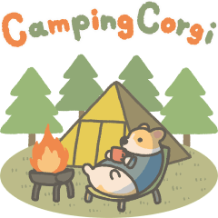 Camping corgi animation sticker
