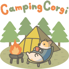 Camping corgi animation sticker