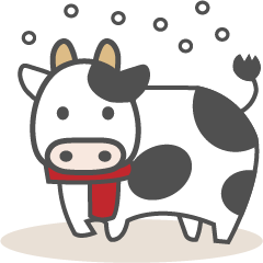 Cute cow in winter life