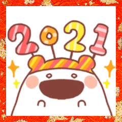 Feigned illness bear New Year sticker