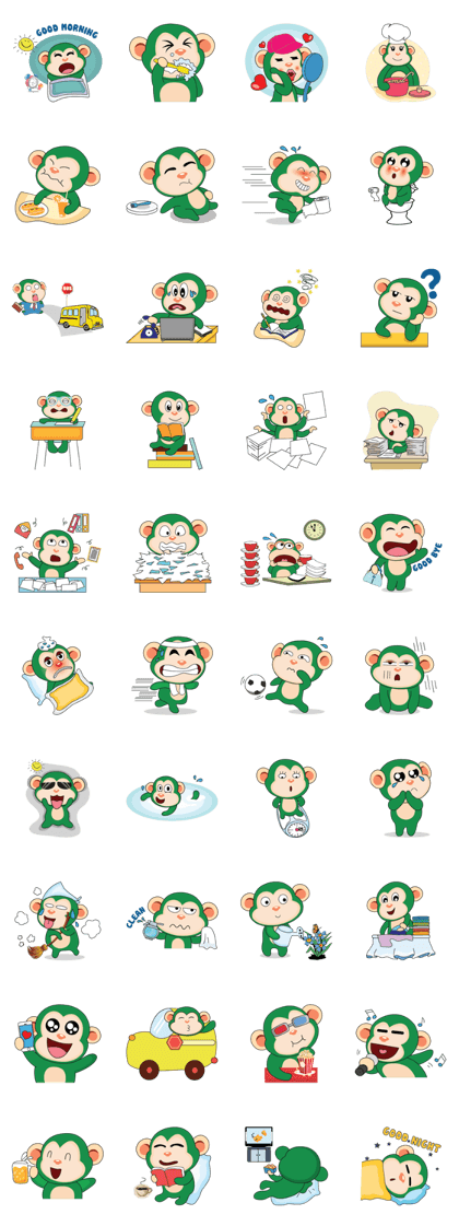 Very Busy Time Funny Little Green Monkey