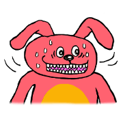 Pink-colored animal with his friends Pink-colored animal with his friends