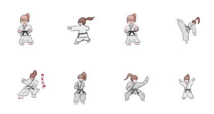 Karate girl stickers