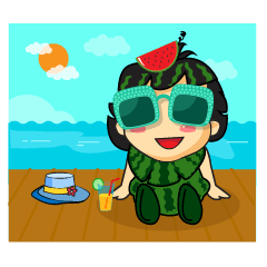 Girl with Watermelon on her head