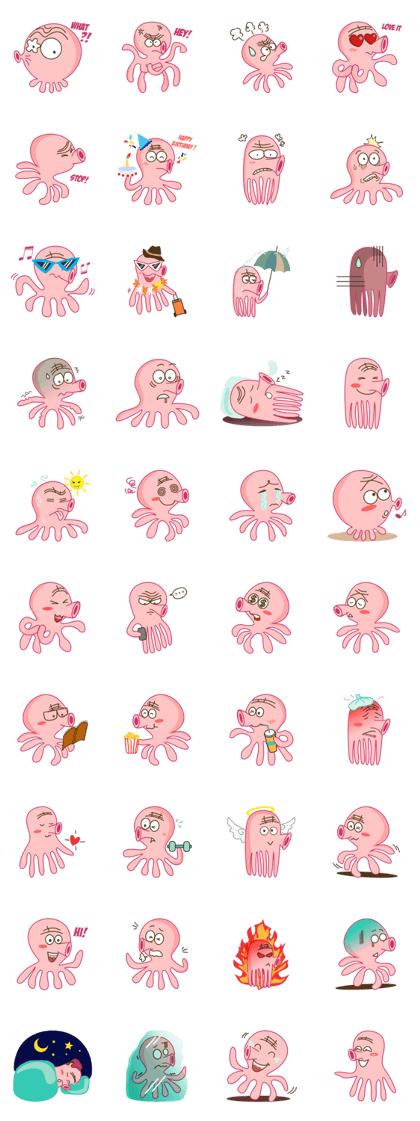Mischievous and Lovely Pink Octopus