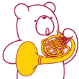 The bear "UGOKUMA" He plays a Horn.