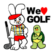 Rabbit and tortoise and golf
