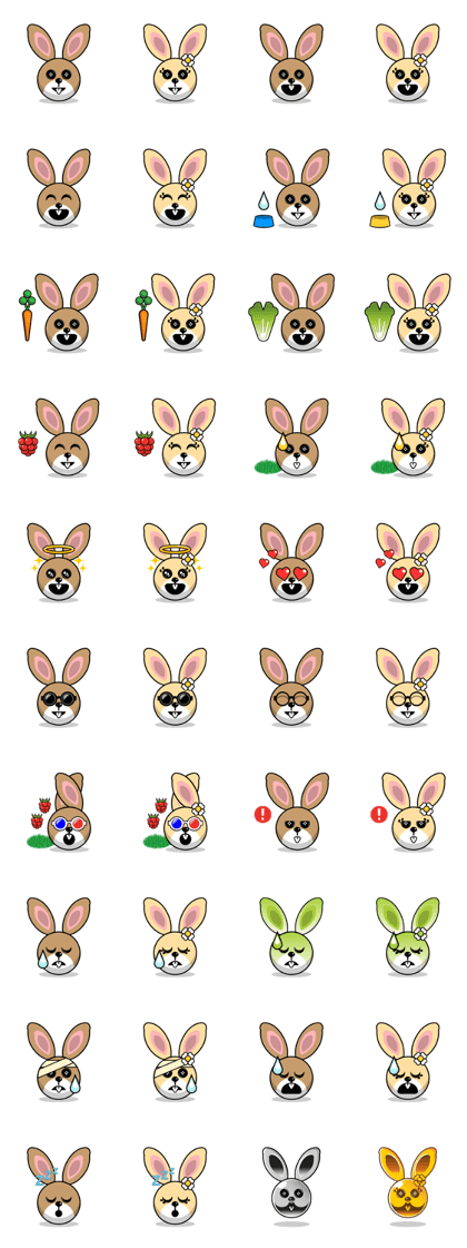 Hunny Bunnys Stickers - Rabbit Emoji