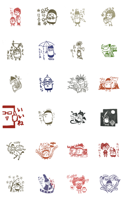 Crayon stamp sticker