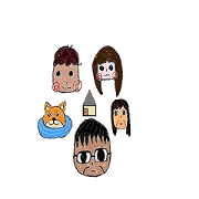 Family sticker with Shiba dog