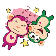 Lovely Couple Funny Little Green Monkey