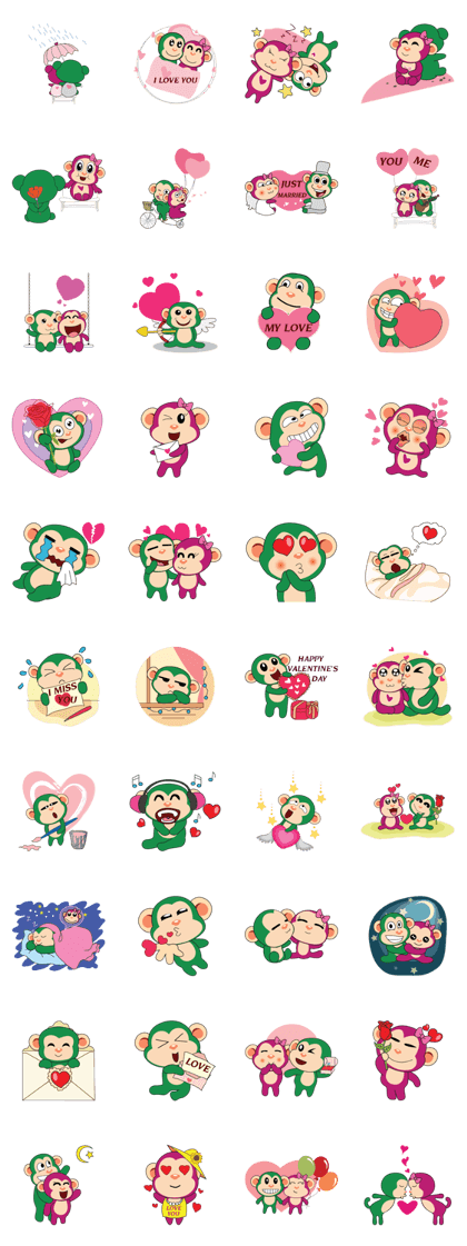 Lovely Couple Funny Little Green Monkey