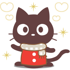 Adult cute black cat sticker (winter)