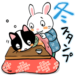 Winter Rabbit and Cat Sticker