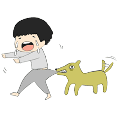 She's frightened of the dog