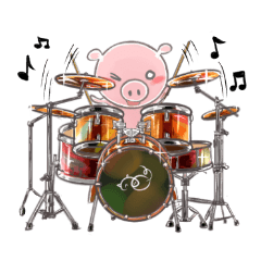 Um porquinho e instrumento musical