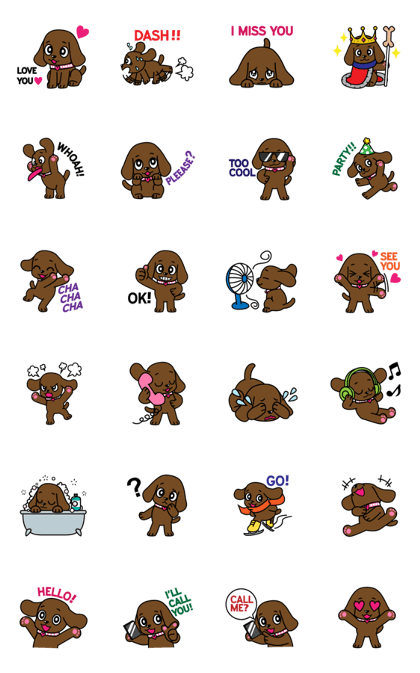 Miss Muddy Puppy Animated Stickers